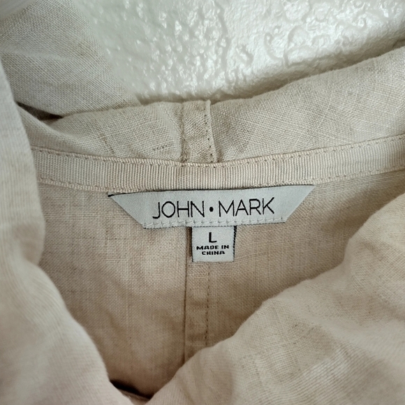 John Mark linen lagenlook mock neck asymmetric sleeveless top sz L - Picture 5 of 9